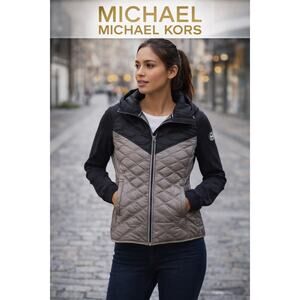 Michael Kors Down Puffer Jacket – Gunmetal/Black | Size M | NWT